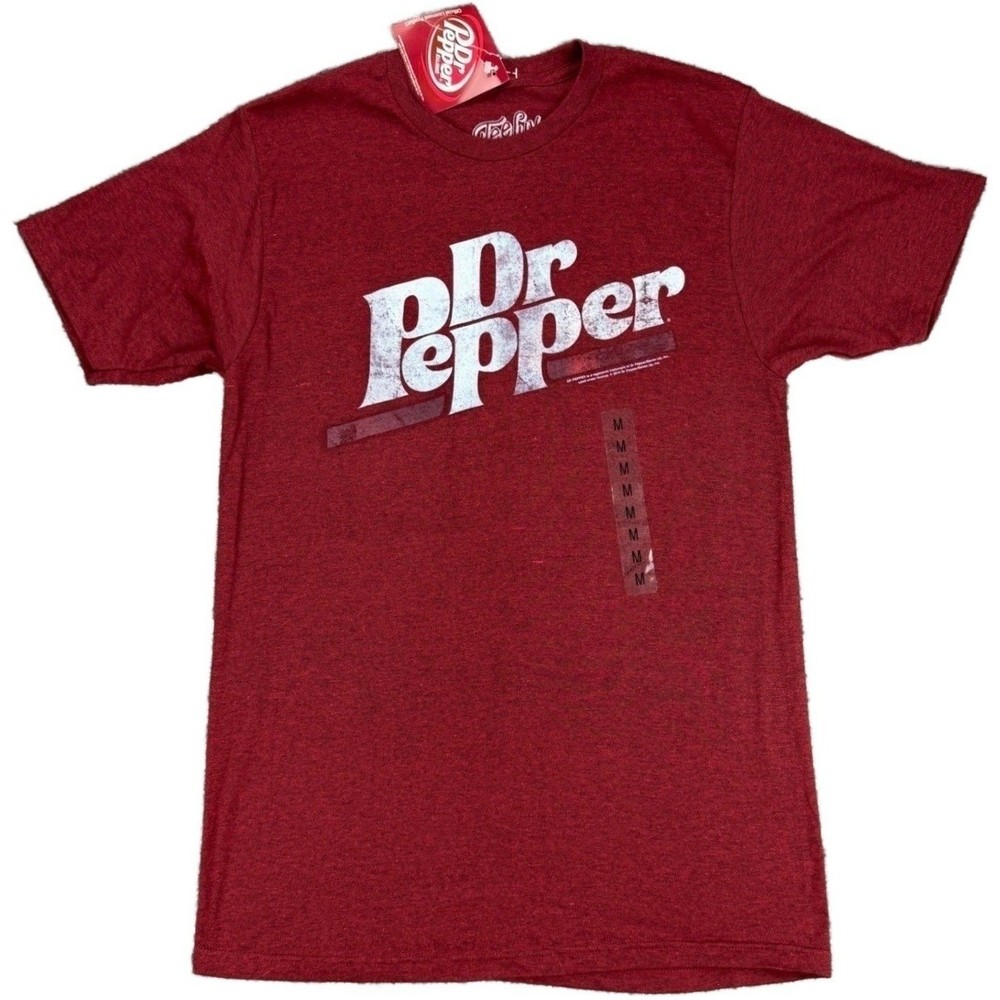 NEW Dr Pepper Logo Men’s M Red Heather T-Shirt Tee Luv Graphic Cotton Blend