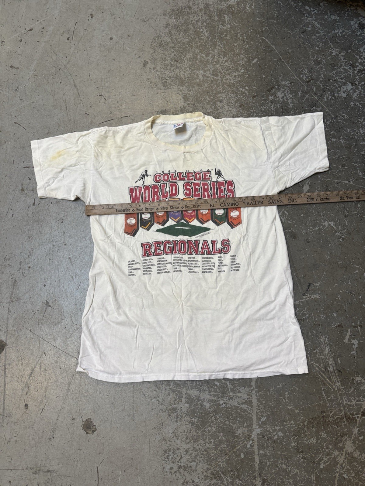 Vintage Single Stitch 1994 College World Series T Shirt Distressed Small Stains gallery