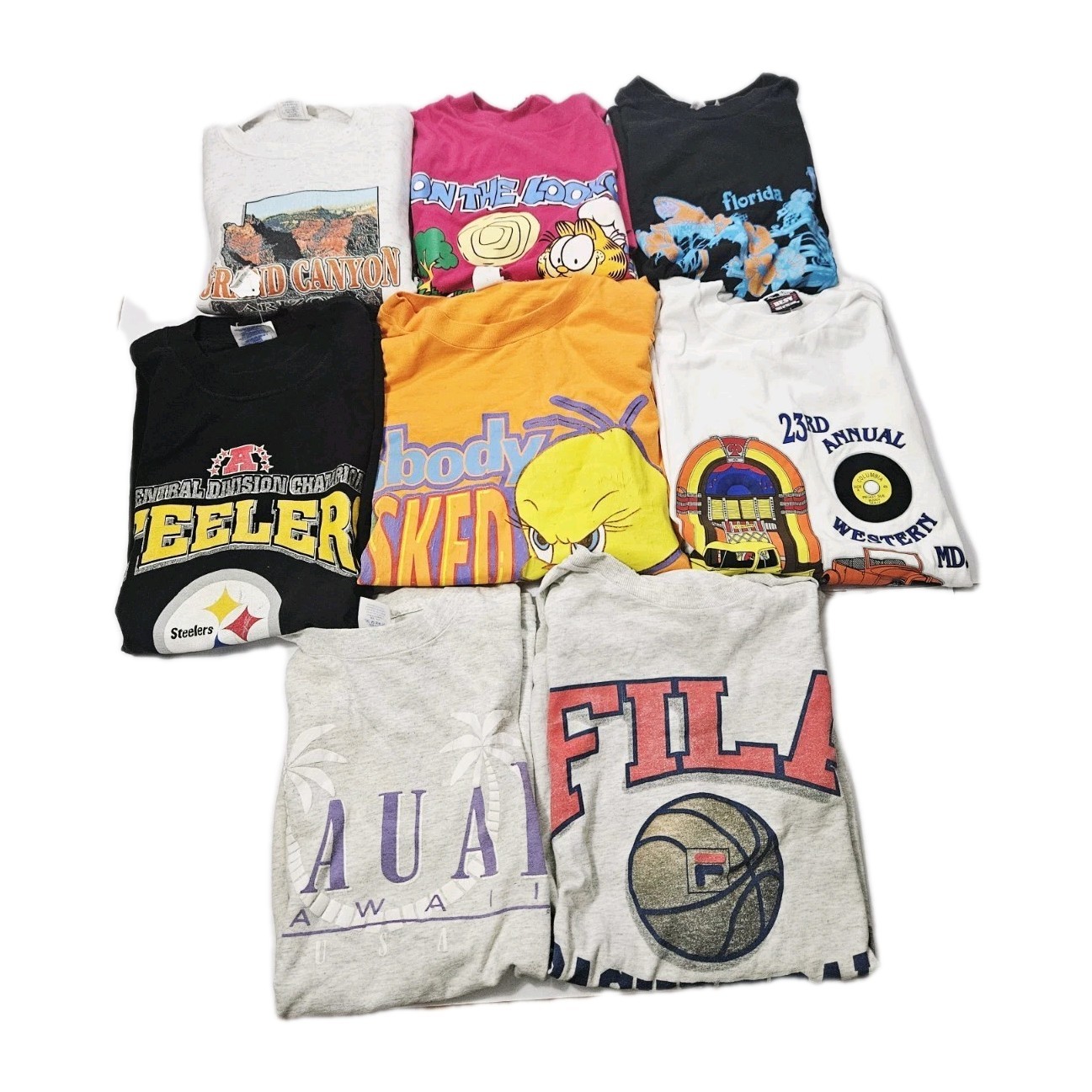 Vintage Lot Of 8 T-shirts Various Sizes Looney Tunes, NFL, Garfield, Ect. gallery