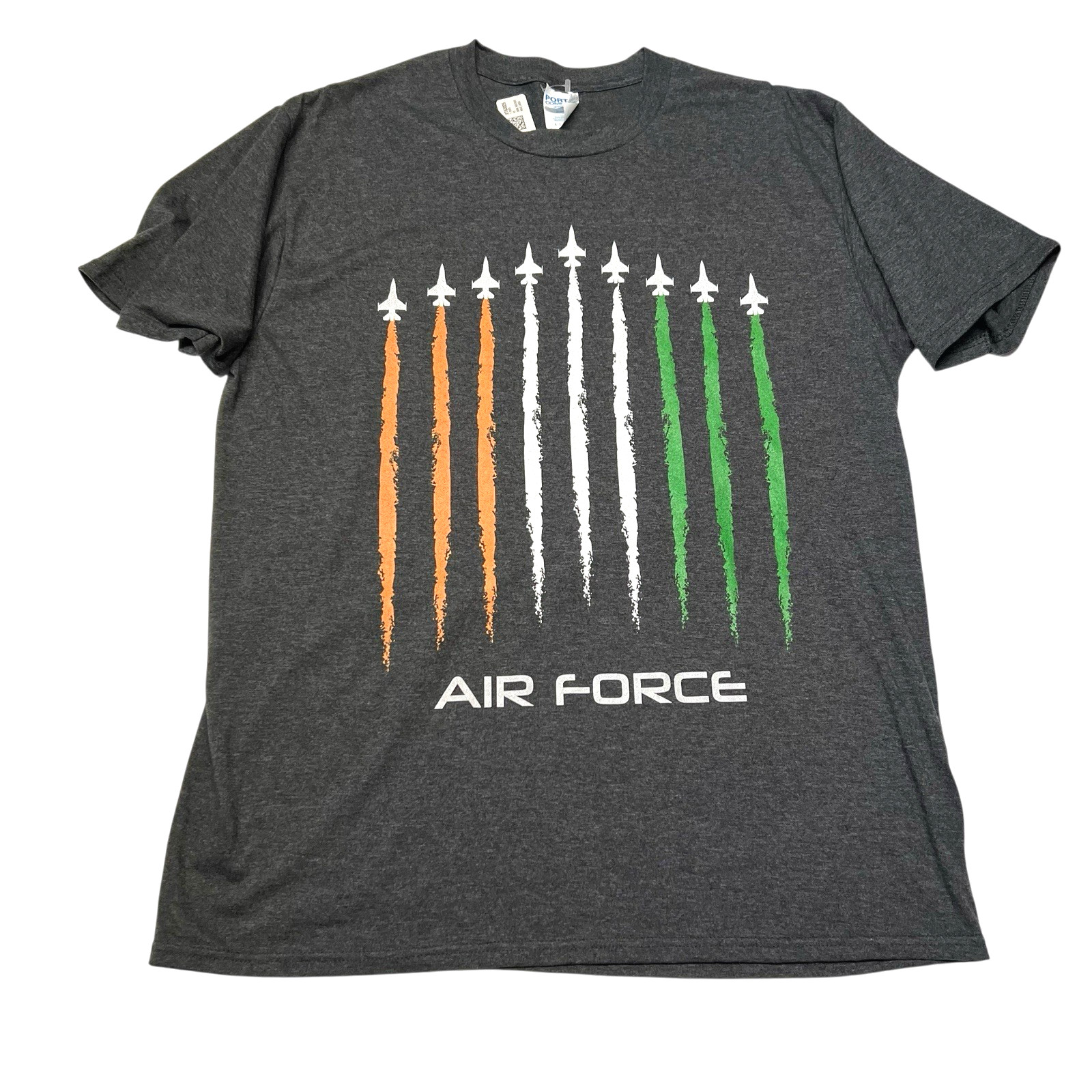New Port & Company Air Force T Shirt Large Orange White Green India Flag Colors gallery