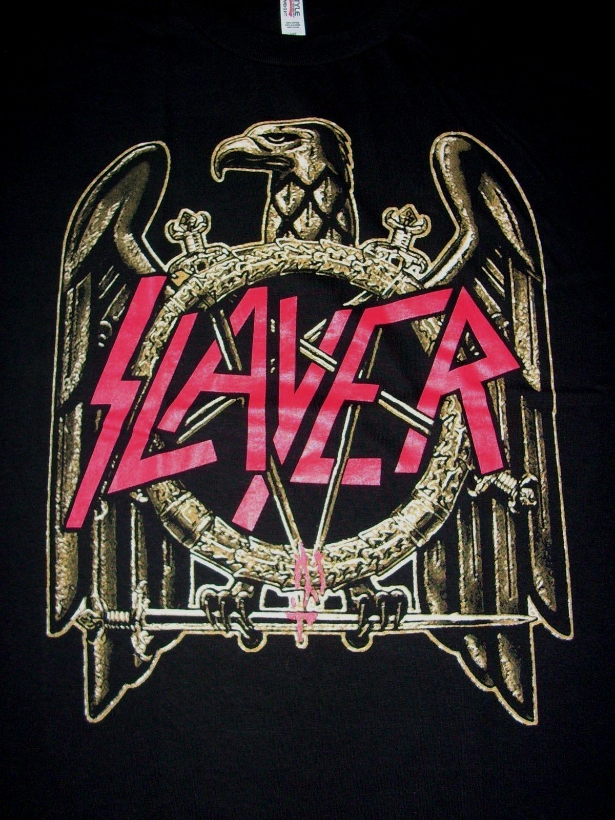 FREE SAME DAY SHIPPING New Classic SLAYER GOLD EAGLE Logo BIG PRINT Shirt XL gallery