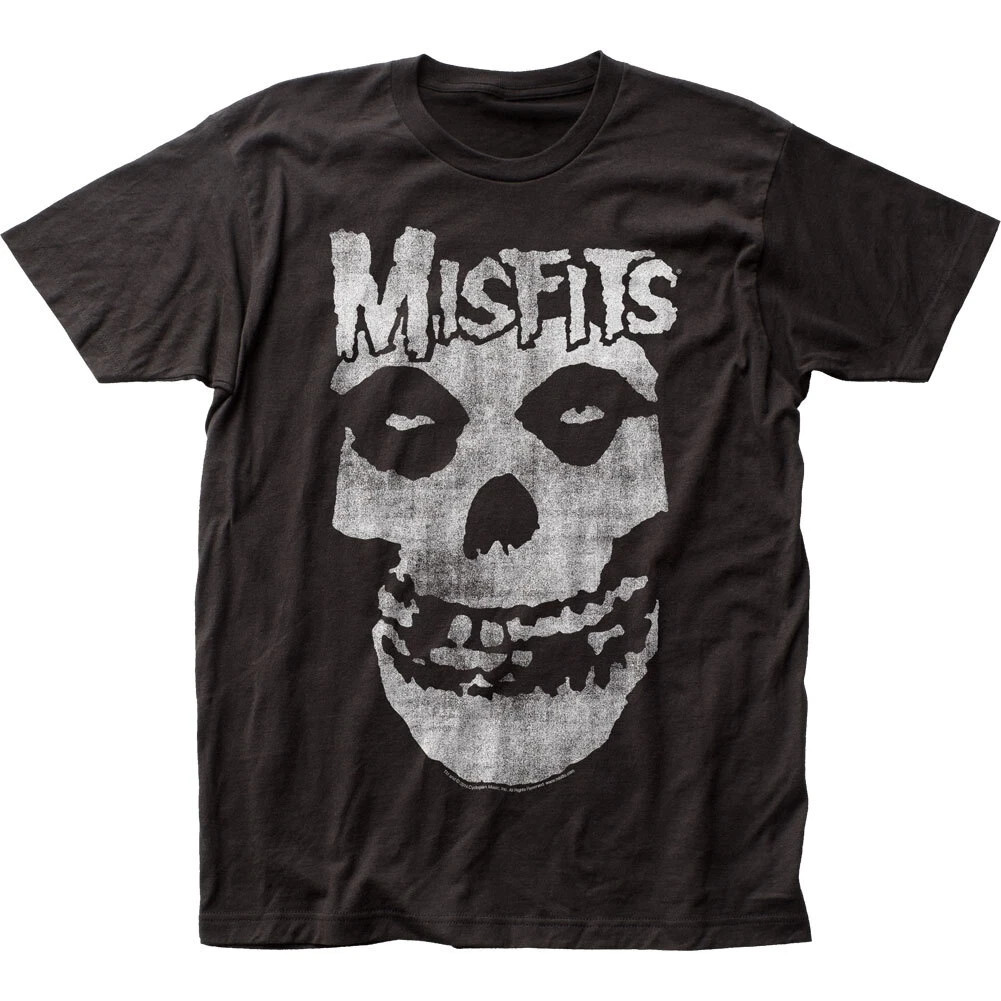 The Misfits Distressed Skull Mens T-Shirt Rock N Roll Punk Classic Tee New Black