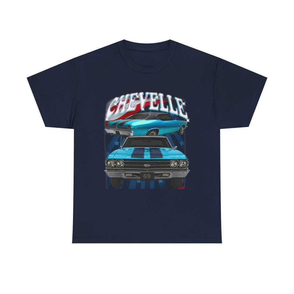 1969 Turquoise Blue Green,black stripes,Chevelle Heavy Cotton Tee T Shirt,Gift