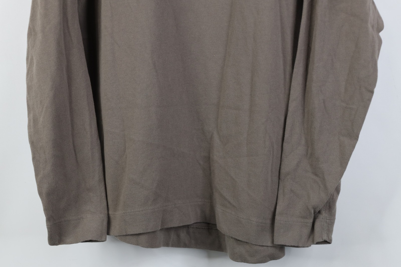 AYR All Year Round Mens Small Blank Cotton Ribbed Knit Long Sleeve T-Shirt Beige gallery