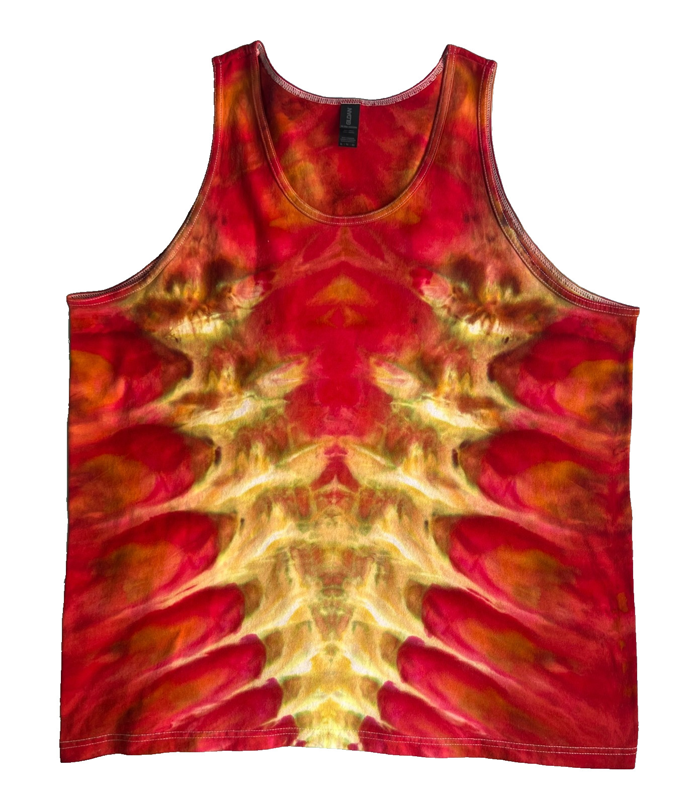 NEW V Roll Ice Tie Dye T-Shirt, Mens XL Tank Top, Red & Gold