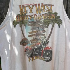 VINTAGE HARLEY-DAVIDSON WHITE GRAPHIC TANK TOP SIZE XL