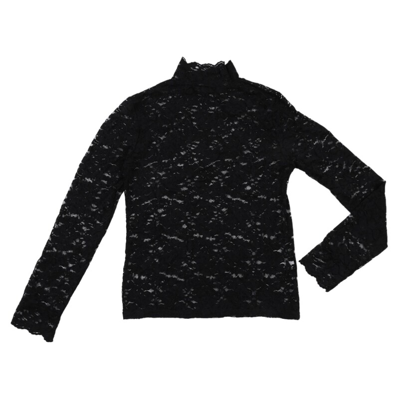 Women Long Sleeves Blouse Turtleneck T-shirt Stretch Lace Bottoming Tops gallery