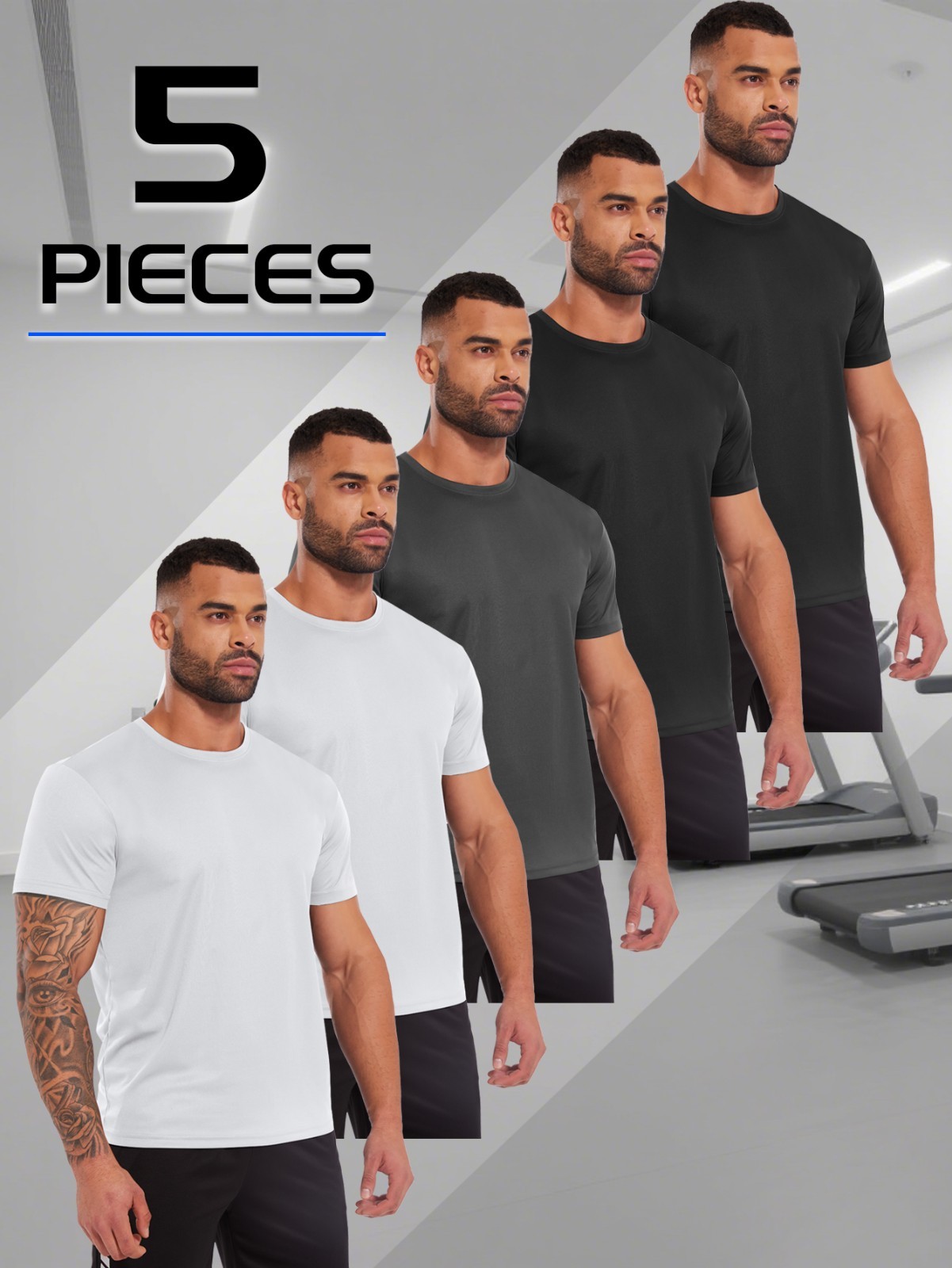 5Pack Men Active Athletic T-Shirts Running Workout Hiking Swim Gym Outdoor Sport gallery