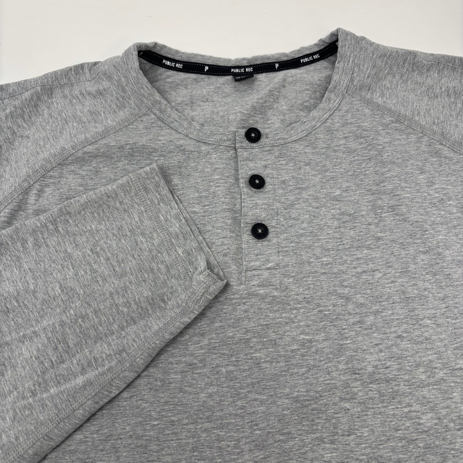 Public Rec Mens 2XL Solid Gray Long Sleeve Cotton Blend Henley Shirt gallery