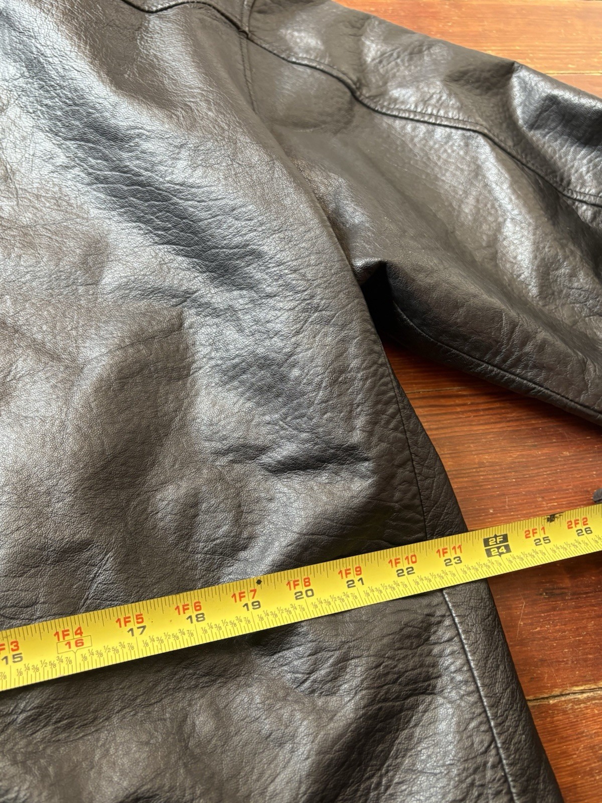 Vintage 80s Leather Jacket Mens Black Genuine Size XL YBS Zipper Rare gallery