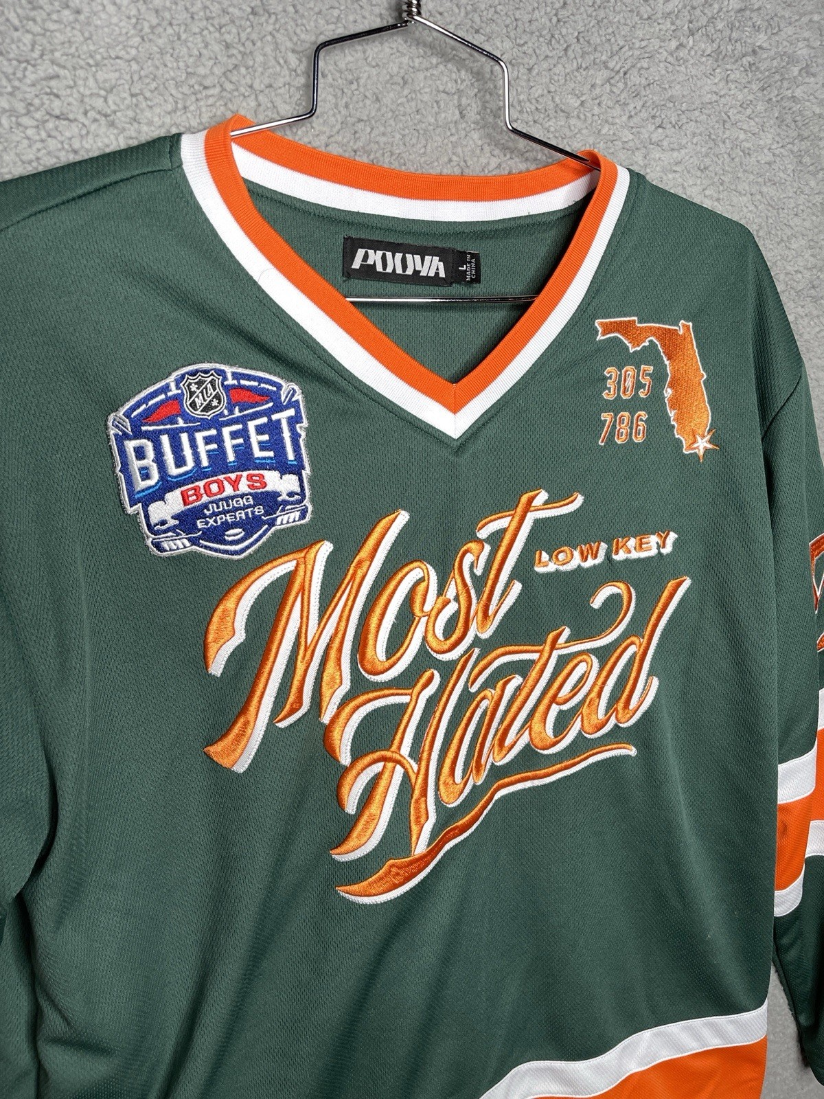 G59 records Pouya Mens jersey large most wanted low key green orange miami gallery