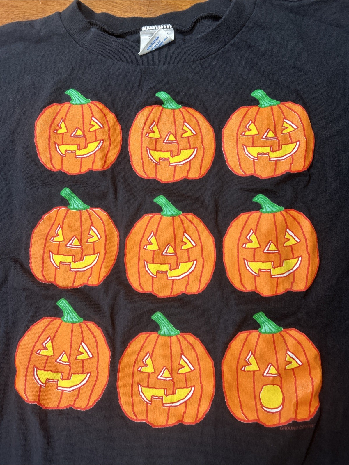Vintage Halloween Pumpkin T Shirt One Size Fits All Black Single Stitch gallery