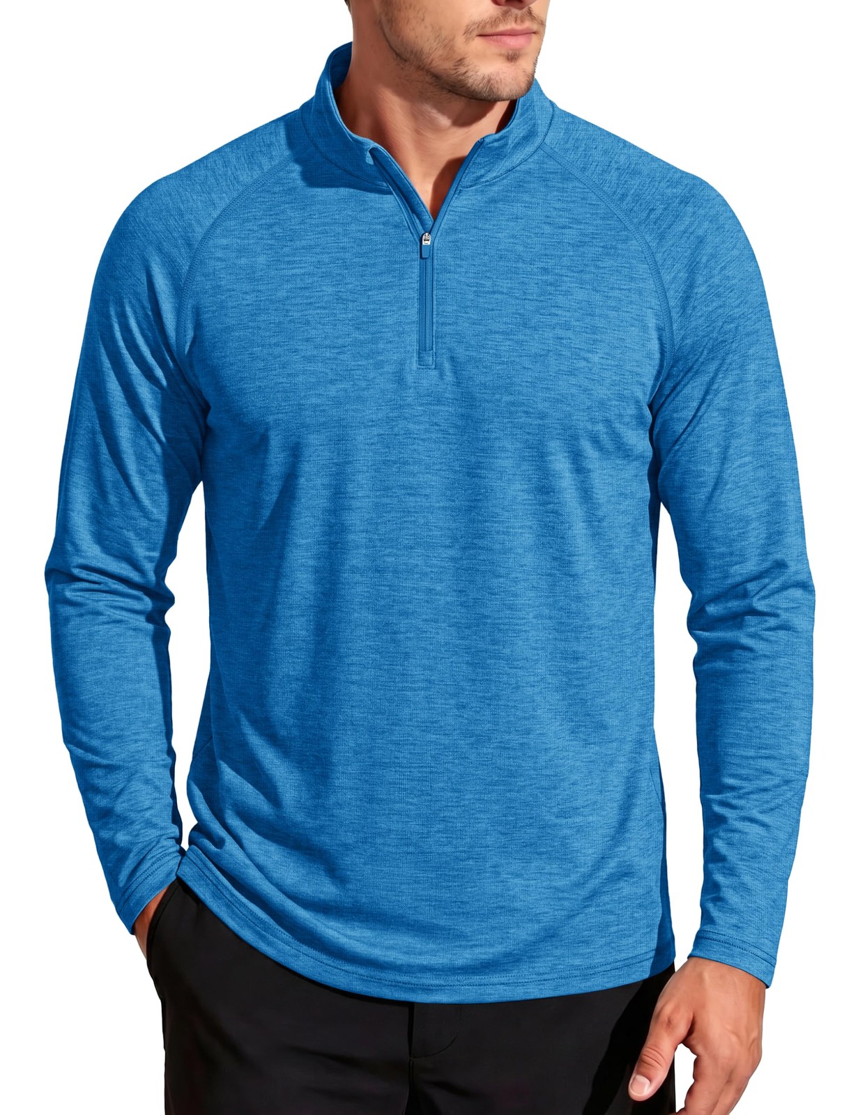 Quarter Zip Pullover Men Long Sleeve Running Shirt Lightweight Athletic Quick... gallery