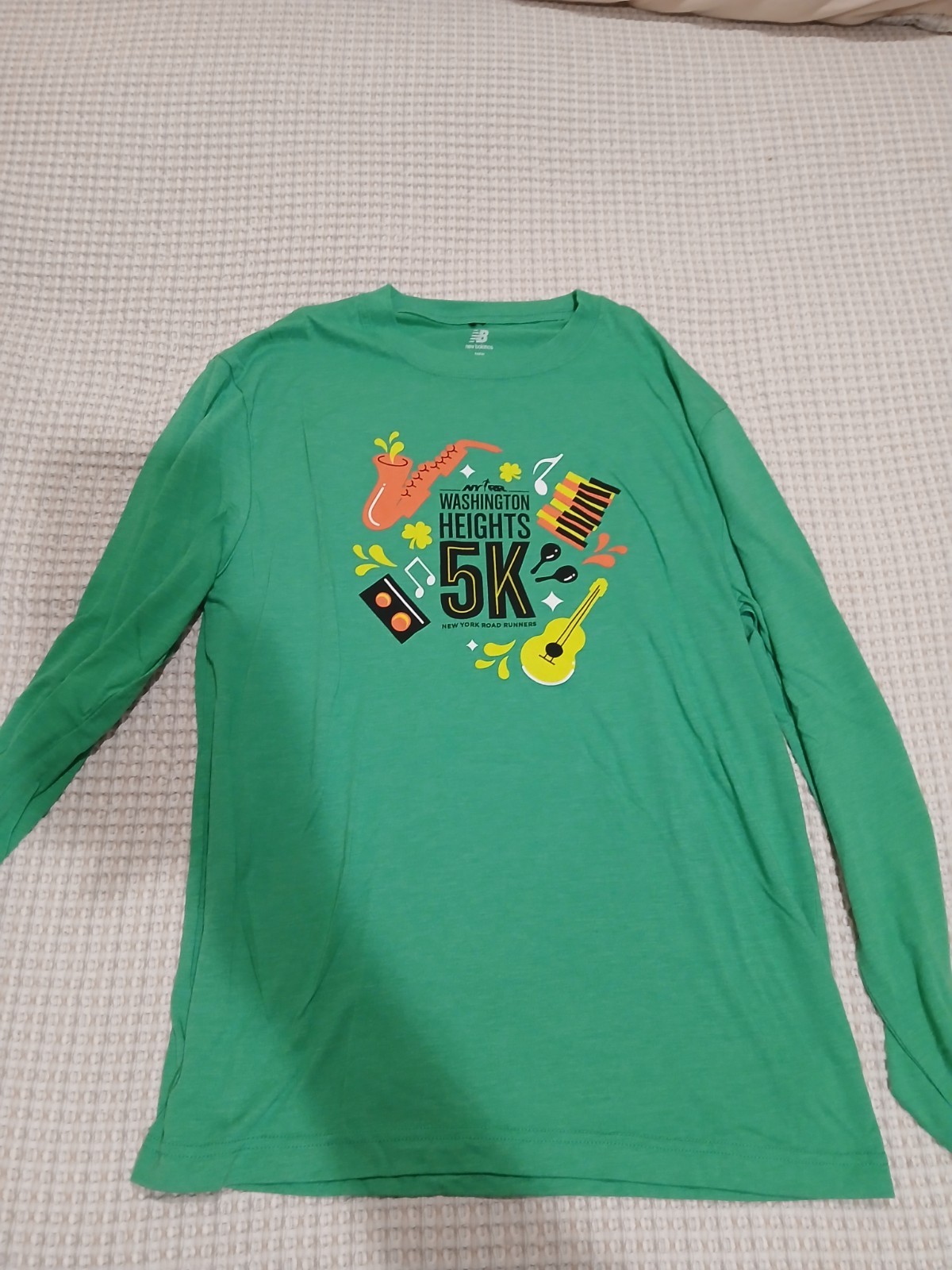 New Balance Mens Green Long Sleeve Crew Neck Nyrr 2026 Washington Heights 5K M