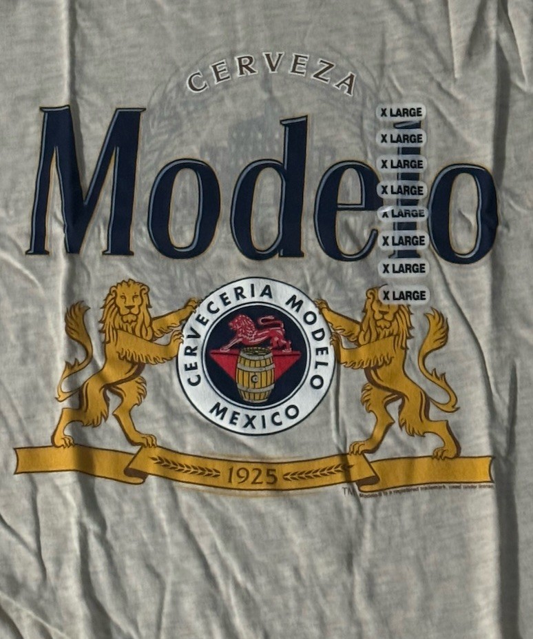 Cervesa Modelo Tee Luv Gray Short Sleeve Tee Shirt T-Shirt XLarge New In Plastic