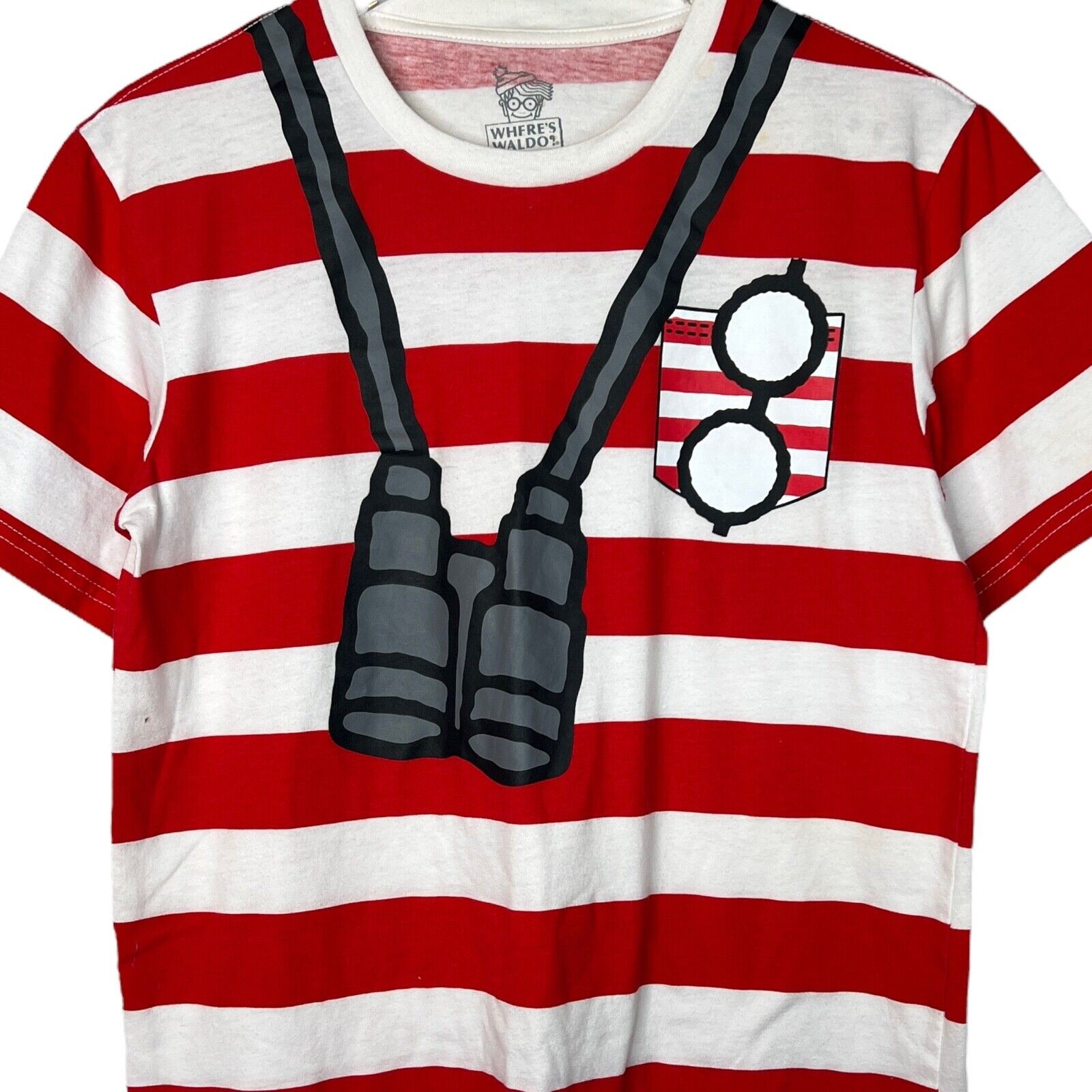 Where's Waldo Cosplay Costume Striped Tee T-Shirt Red White Adult Small gallery