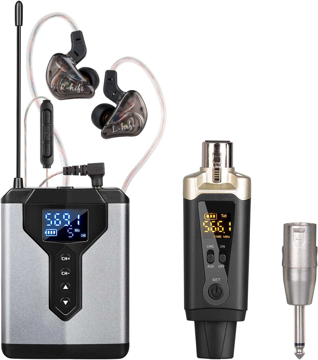 Depusheng T9-2 Wireless in Ear Monitor System with Transmitter Cl