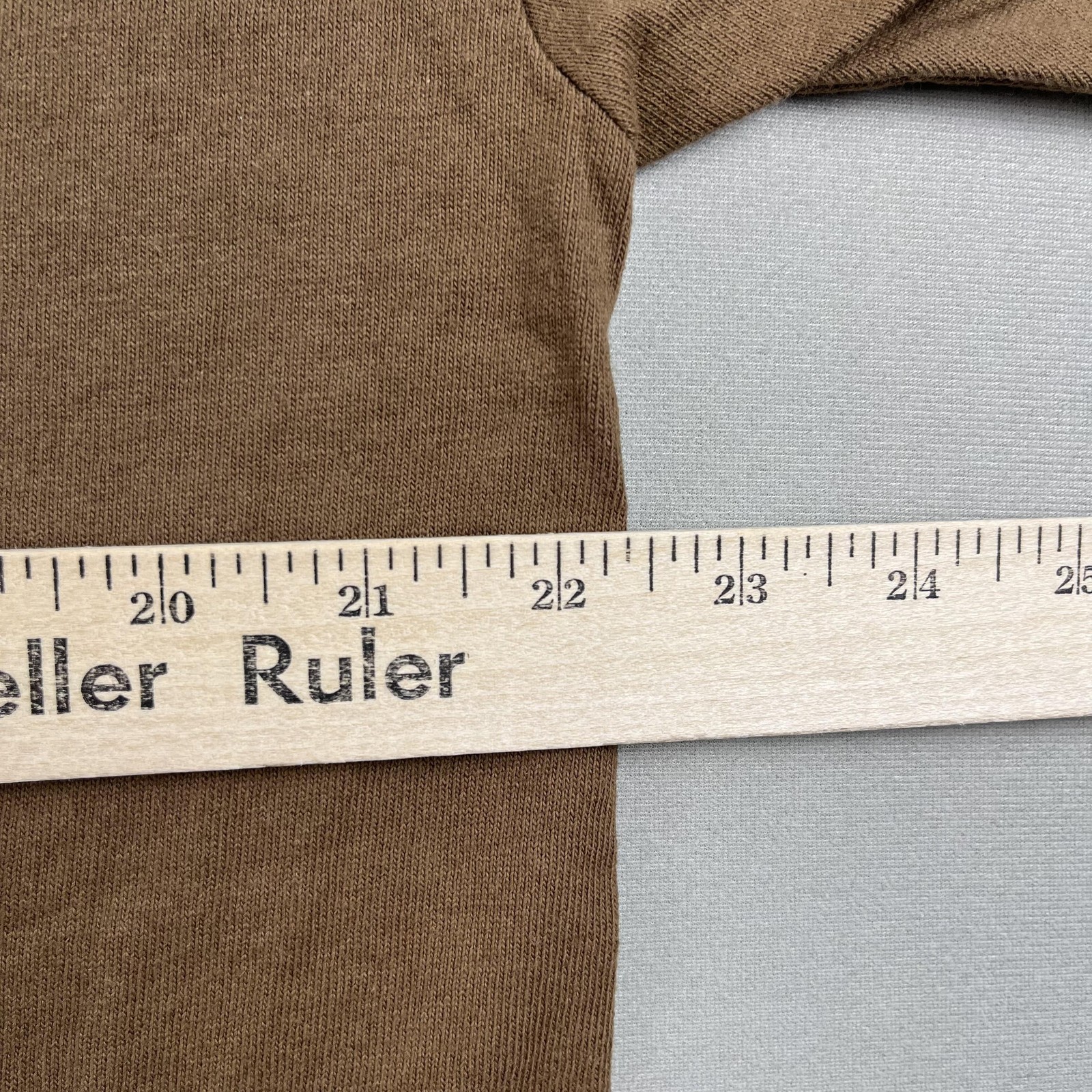 Vintage Brown T-Shirt Henley Mens Large Brown Blank Single Stitch Cotton USA 90s gallery