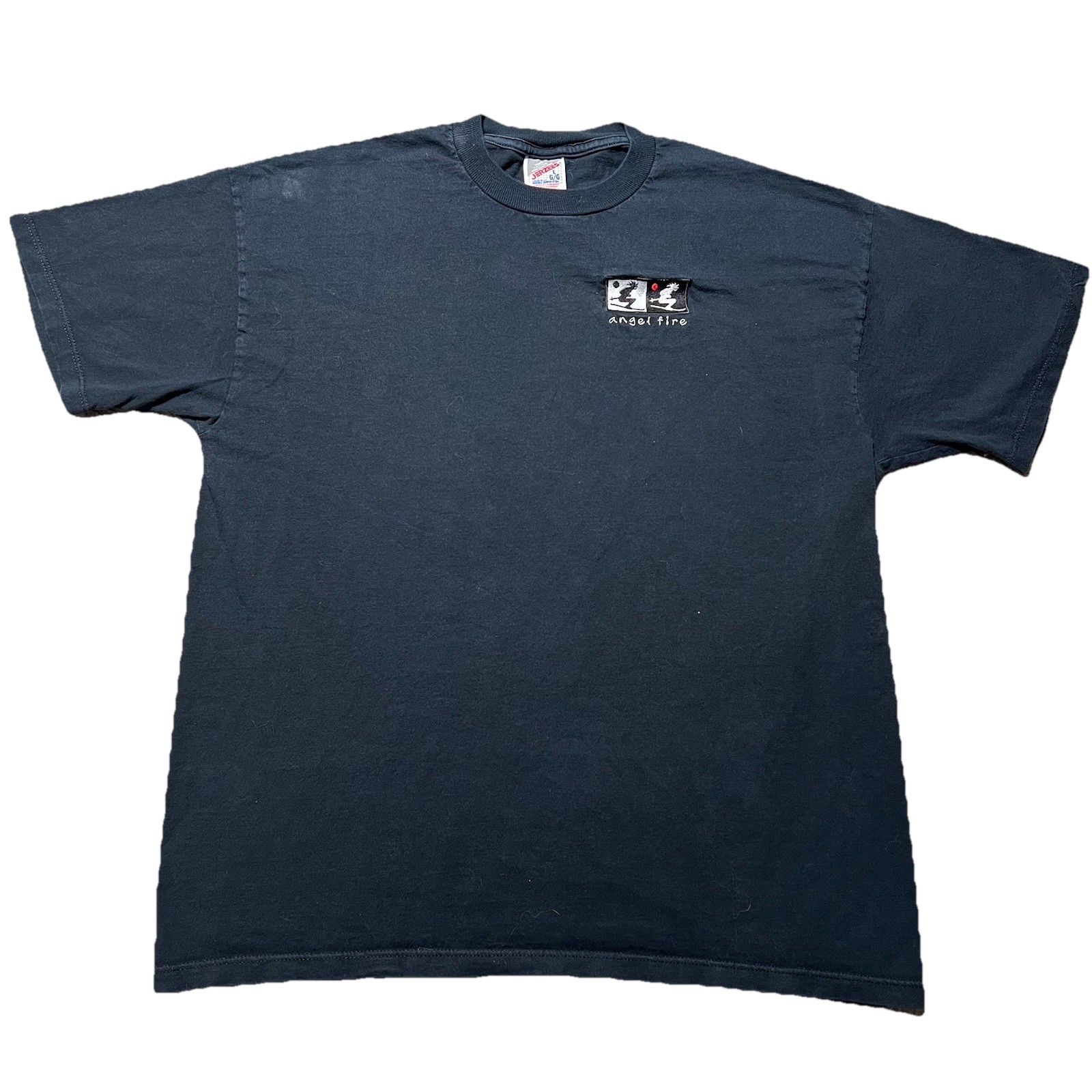 Vintage 90s Angel Fire Ski Resort T Shirt Mens L Black Embroidered Logo gallery