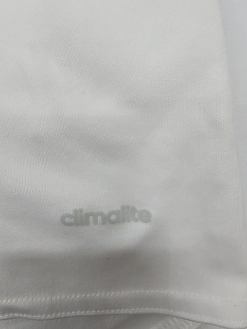 Adidas Men White Striped Climate T-Shirt Size M Regular Crew Neck Logo gallery