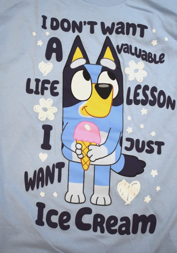 Bluey Mens I Don't Want A Life Lesson, I Just Want Ice Cream Shirt New S-3XL gallery