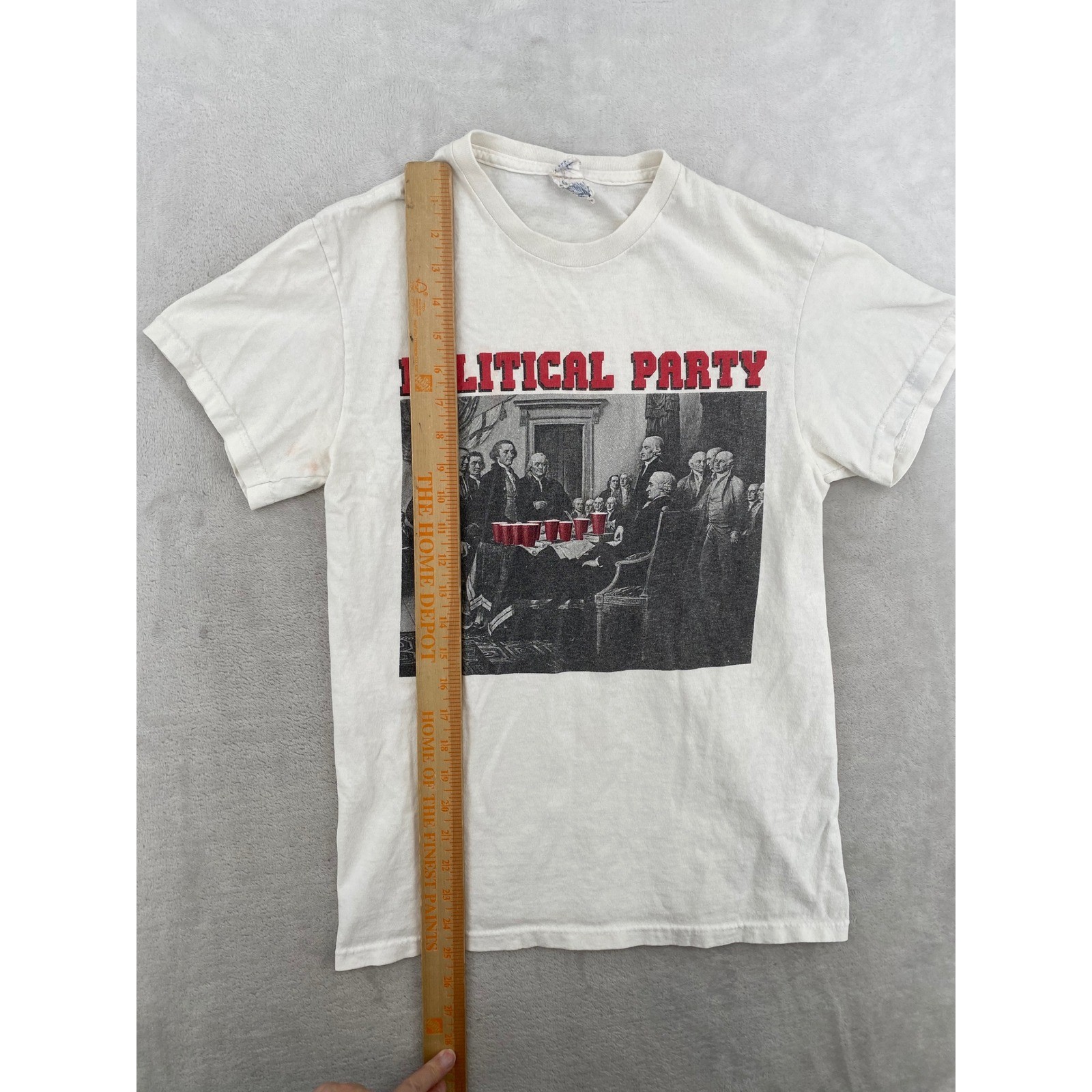 Delta Pro Weight Political Party Shirt Small Cream Beer Pong Founding Fathers gallery