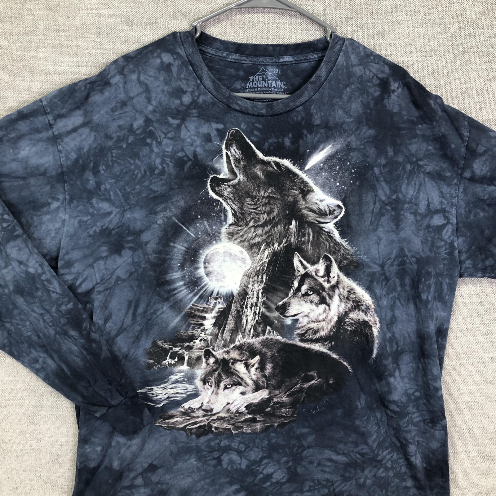 The Mountain Shirt Mens 2XL Black Wolves Moon Tie Dye Long Sleeve Graphic gallery
