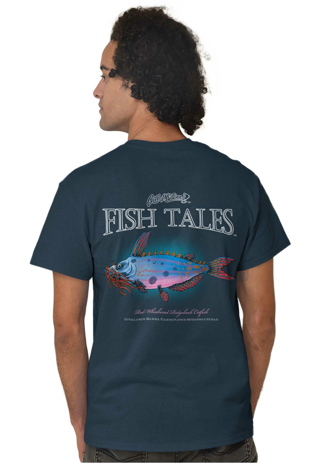 Gill McFinns Funny Catfish Outdoor Fishing Womens or Mens Crewneck T Shirt Tee gallery