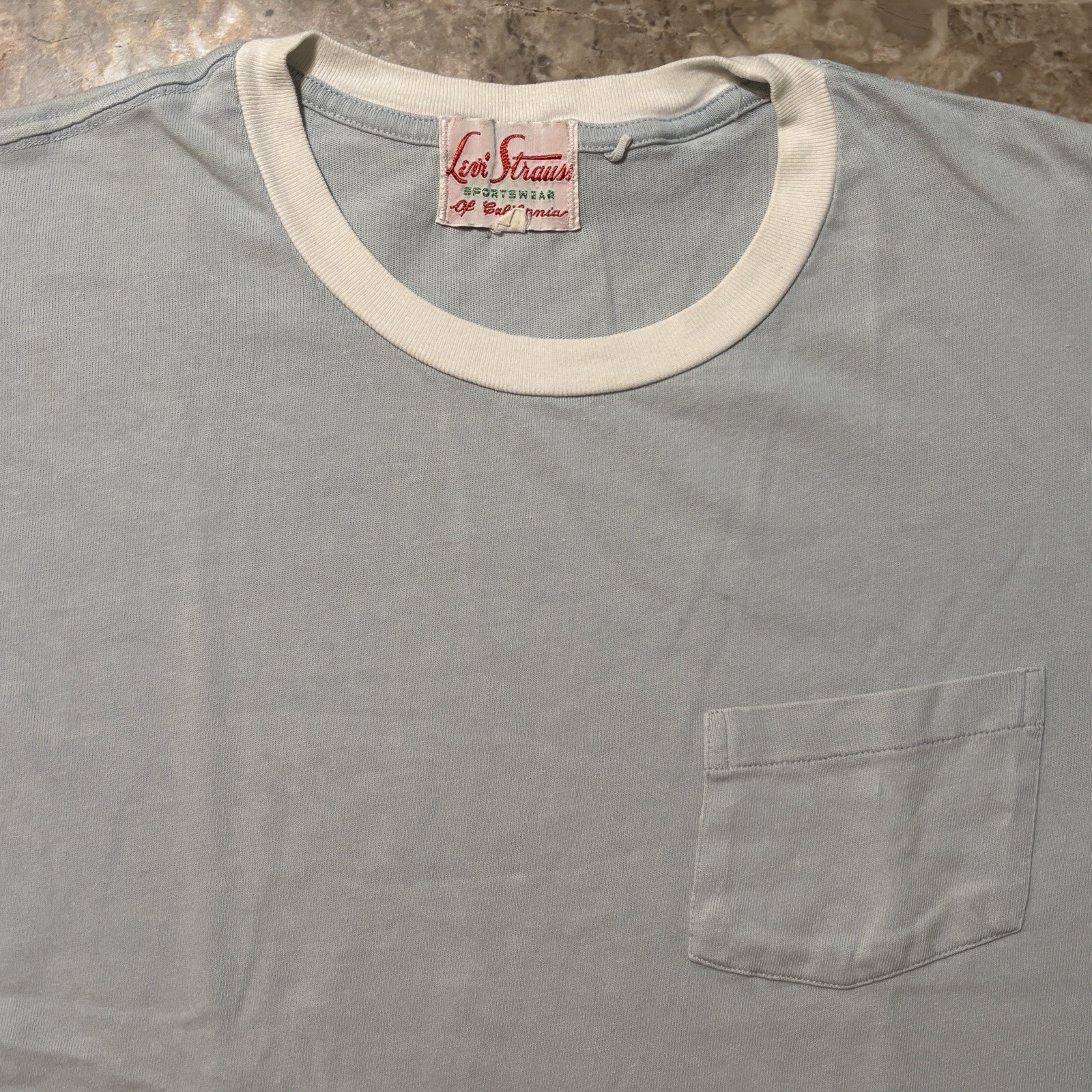 Levi’s Vintage Clothing Shirt Mens Medium Blue Ringer LVC 50’s Sportswear Baby T gallery