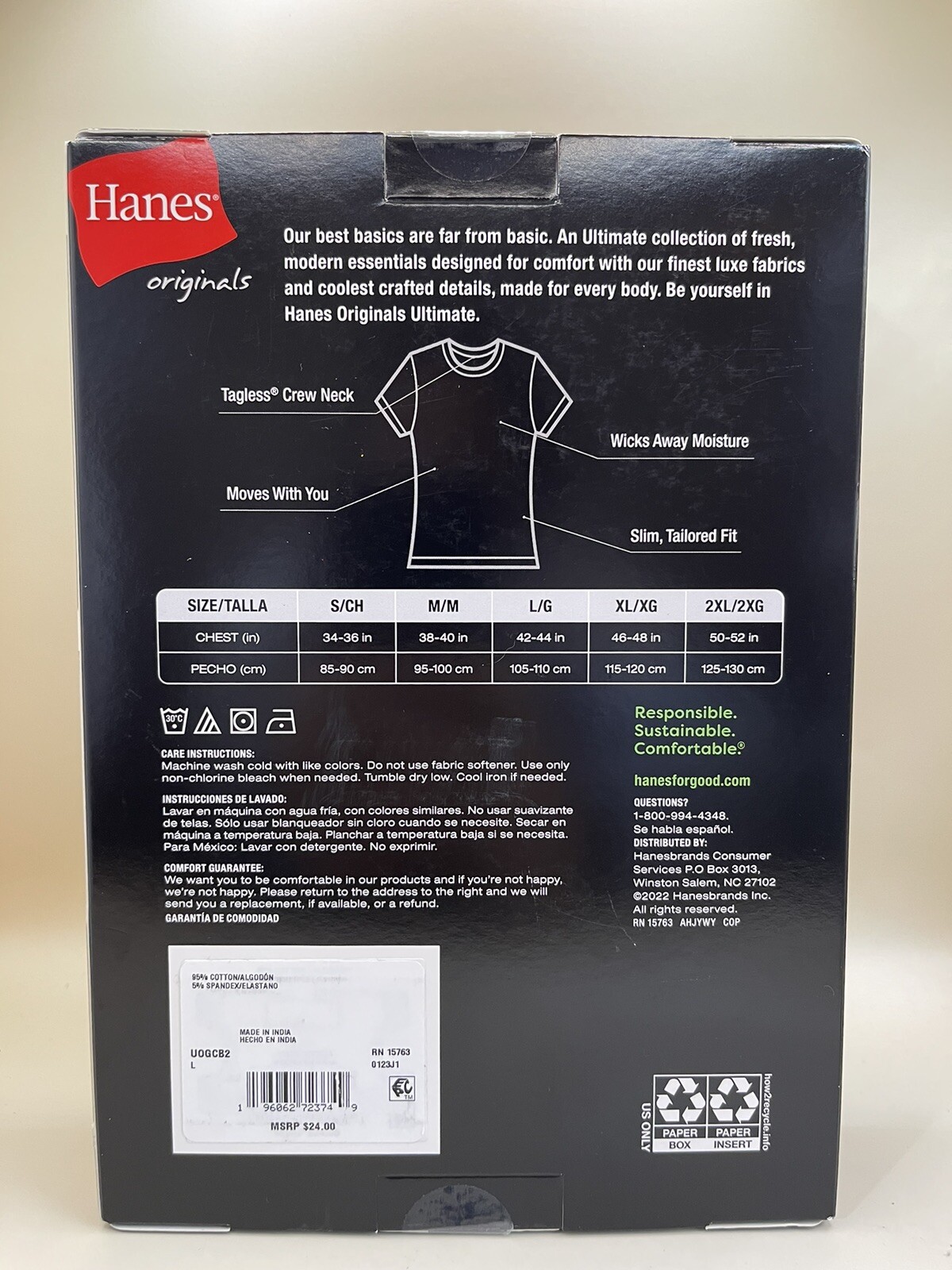 Hanes Ultimate Men’s 2 Pack Stretch T-shirts Sz L 42-44” Slim Fit Green/tan gallery