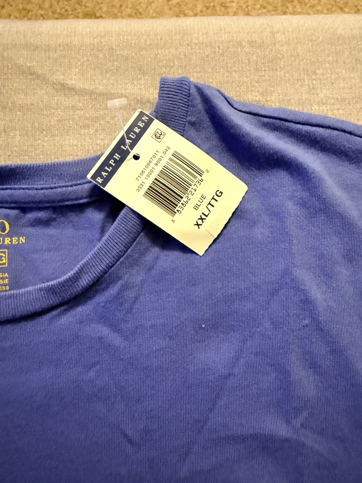 Polo Ralph Lauren Men Classic Fit Blue Crewneck T-Shirt Fit Tee Pull-On Size 2XL gallery