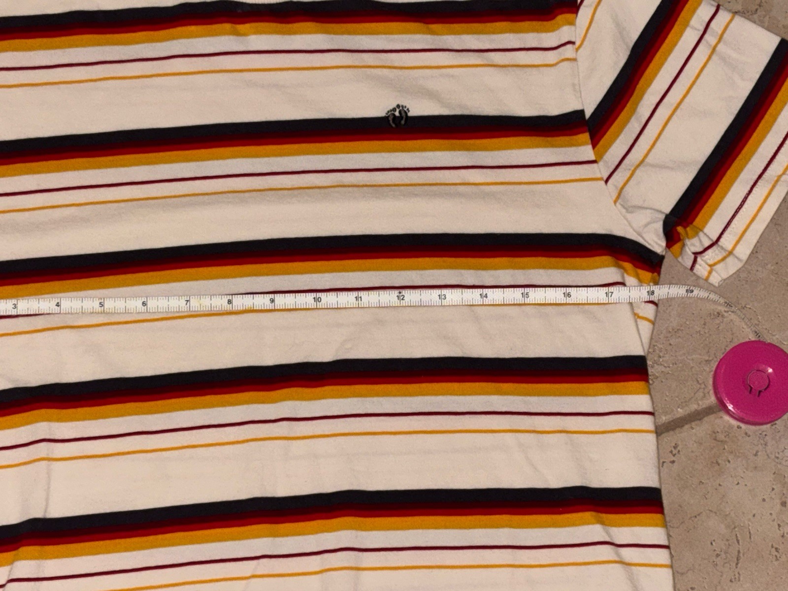 2 - Men’s Hang Ten Striped SS Shirts In Gray W/blue & Cream w/ Brown In Size S gallery