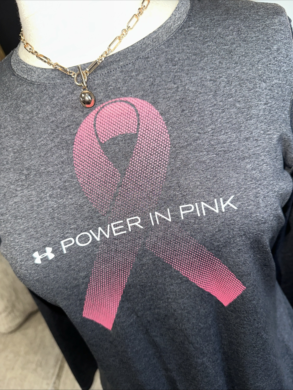 Under Armour Power In Pink Adult Medium Shirt Semi-Fitted Breast Cancer Preowned gallery