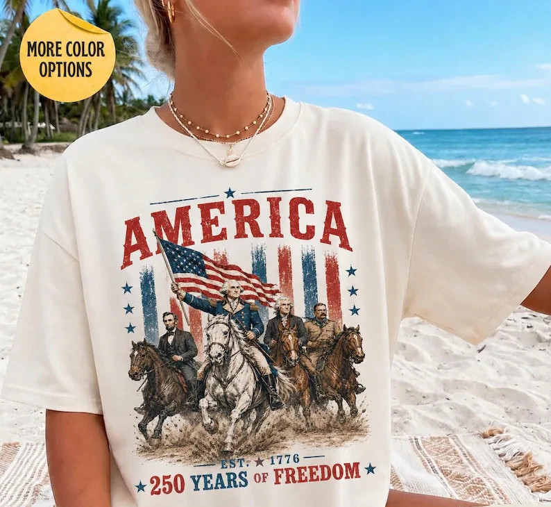 250 Years of Freedom Shirt, 1776 Patriotic Cowboy Tee, Western Horse Flag Shirt