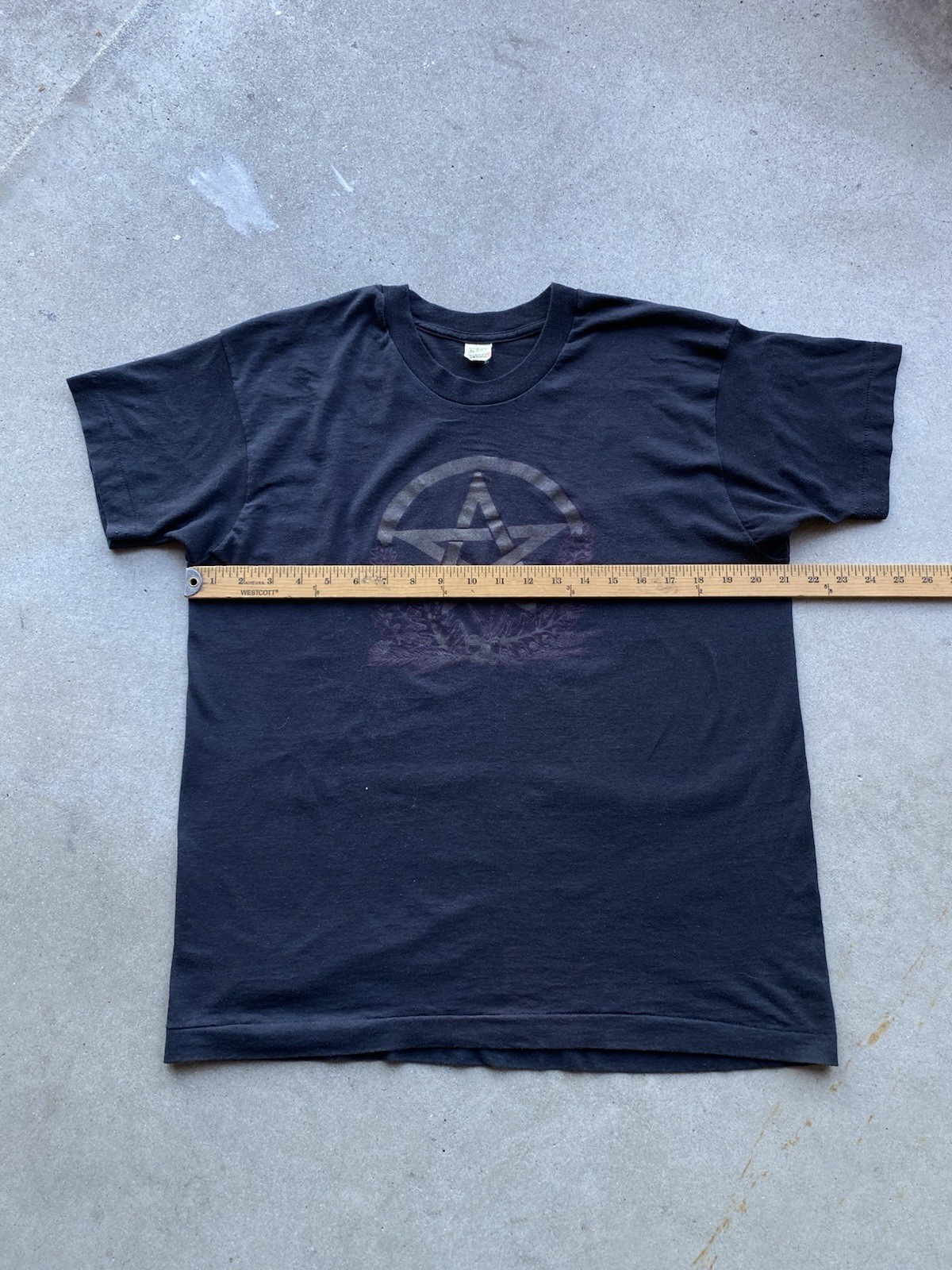 Vintage Screen Stars Pentagram Glitter Occult Pagan Sheer Thin Black T-Shirt XL gallery