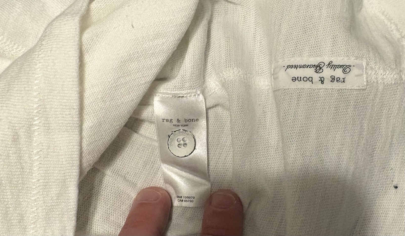 rag & bone Men's White Long Sleeve Henley Cotton Knit Button T-Shirt XL gallery