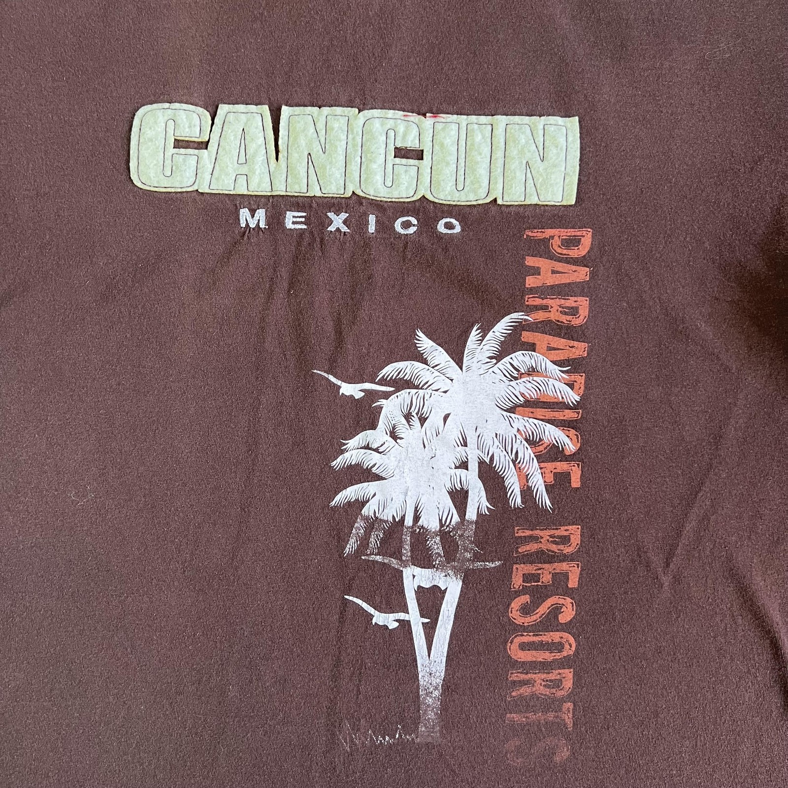 Y2K Cancun Mexico Paradise Resorts Yazbek Shirt Mens Large Brown Tee T-Shirt gallery
