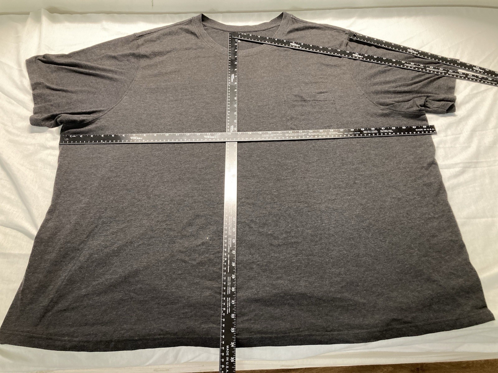 men's 7xl big Kingsize crewneck s sleeve pocket tee shirt Heather Charcoal Grey gallery