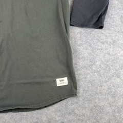 Vans Shirt Men Medium Green Gray Crew Neck 3/4 Sleeve Pocket Logo Stretch Casual