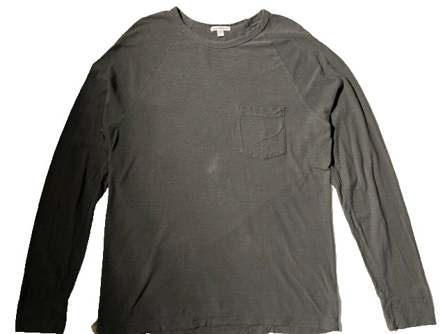 JAMES PERSE Standard Mens Charcoal Grey Cotton L/S Tee T-shirt sz 3 L Made USA