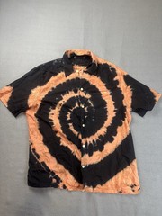 AllSaints Mens Hades Tie Dye Short Sleeve Shirt Large Relaxed Fit Loop Collar