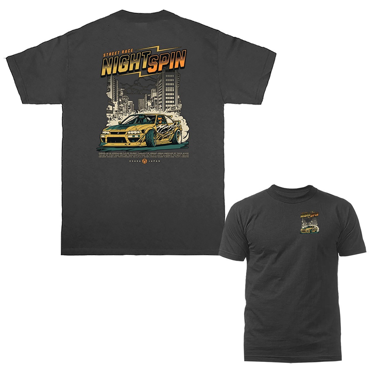 Night Spin Street Racing Imported Tuned Custom JDM Sports Car T-shirt gallery
