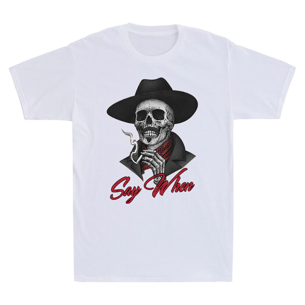 Say When Doc Holiday Skull Skeleton Waiting To Death Vintage Men’s T-Shirt Black
