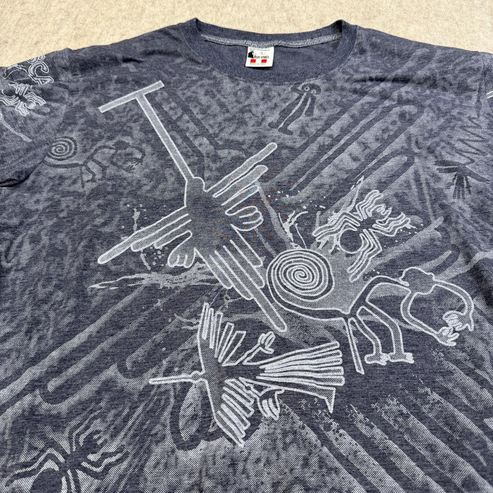 Nasca Lines Peru Shirt Mens Large Gray AOP Graphic Souvenir Rufyar's gallery
