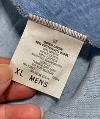LL BEAN Mens River Drivers Shirt 90s Two Layer Henley Thermal Wool Blend Blue XL