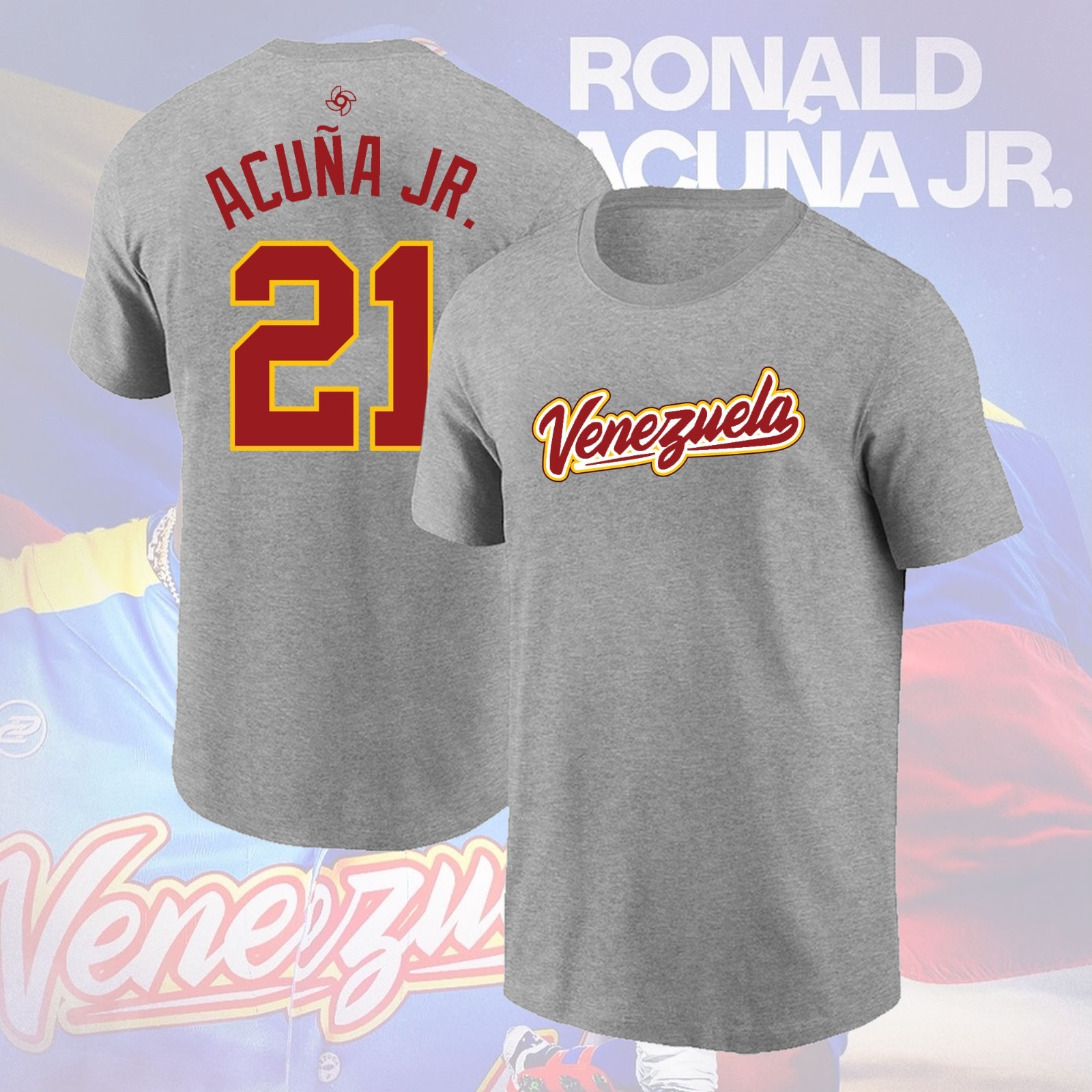 SALE - Ronald Acuna Jr. #21 Venezuela 2026 World Baseball Name & Number Gifts gallery