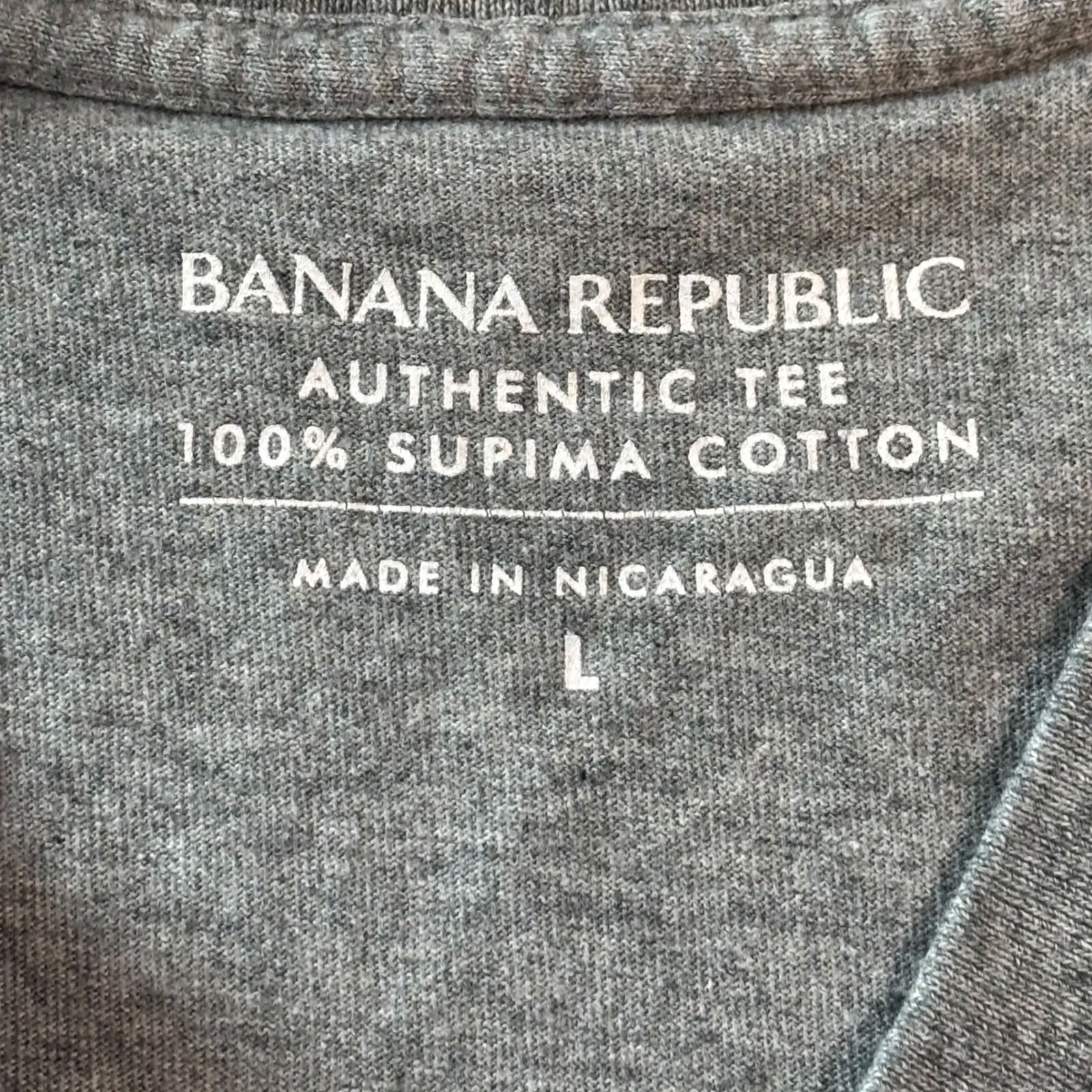Banana Republic Mens Authentic Tee Grey V-Neck 100% Supima Cotton Large gallery