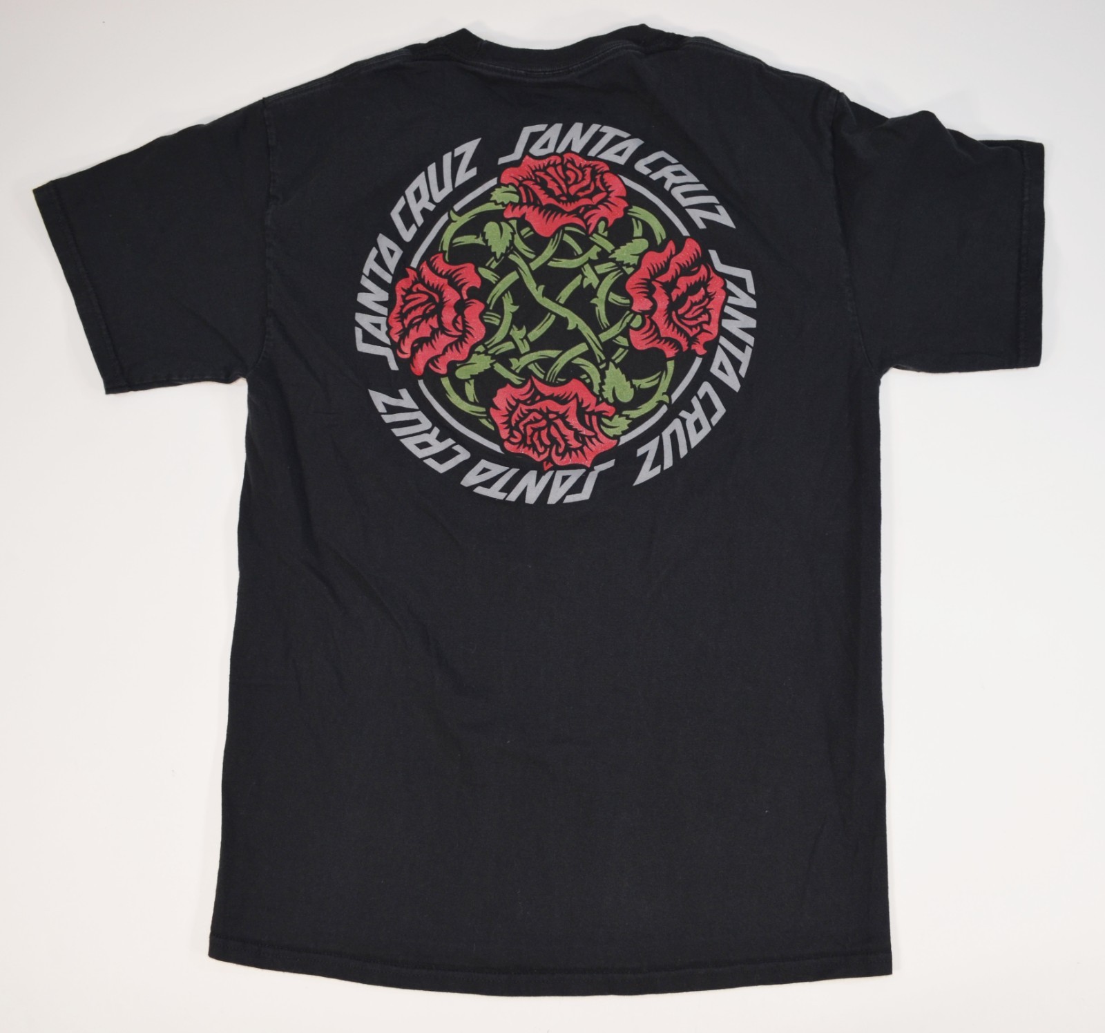 Santa Cruz Skate Skateboards Skateboarding Black Rose Roses Shirt Medium gallery