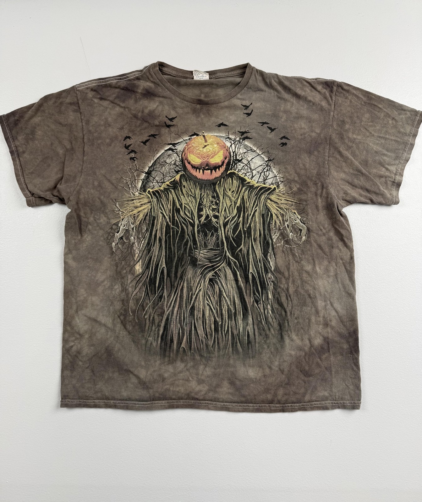 Delta Pro Shirt Mens XL Brown Pumpkin Scarecrow Graphic Tee Halloween Horror