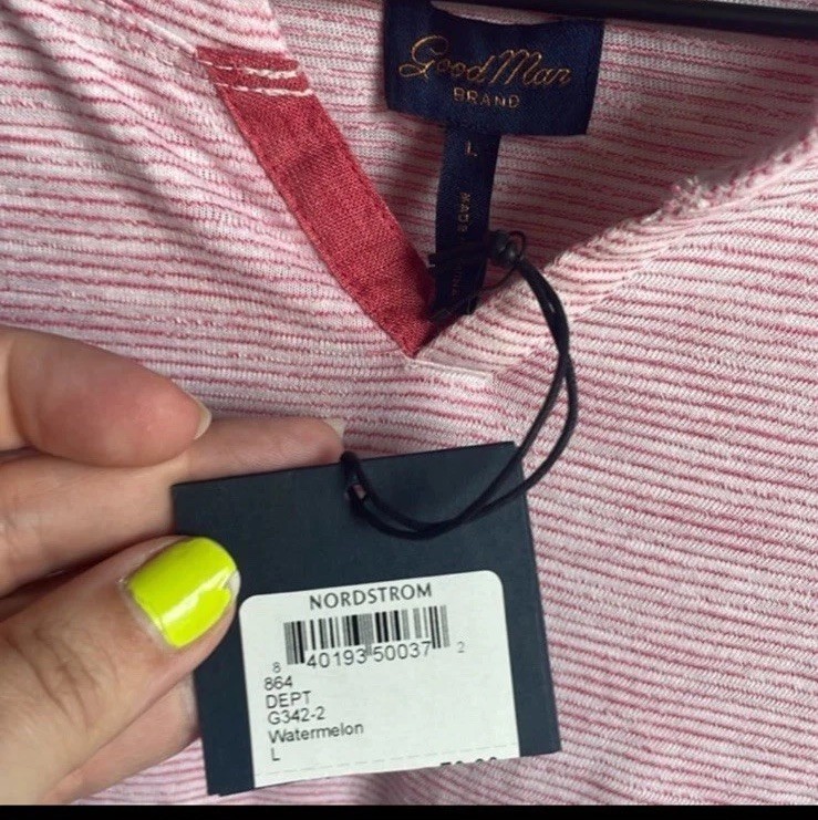 Good Man Brand Striped Victory V Notch Tee Nwt gallery